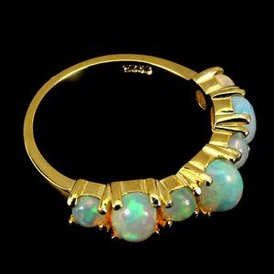 Size 8 Gold Genuine Opal 7 Stone Ring